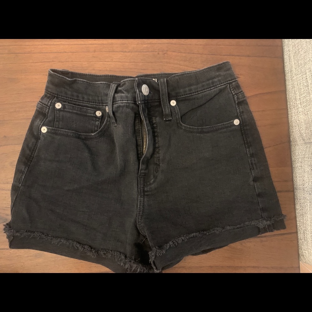 High rise denim short